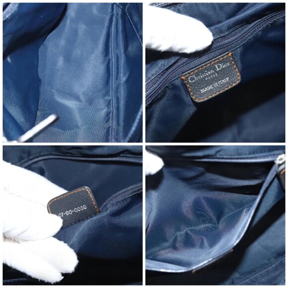 Christian Dior Trotter Canvas Hand Bag Navy Silver Auth sw686 - Picture 15 of 16